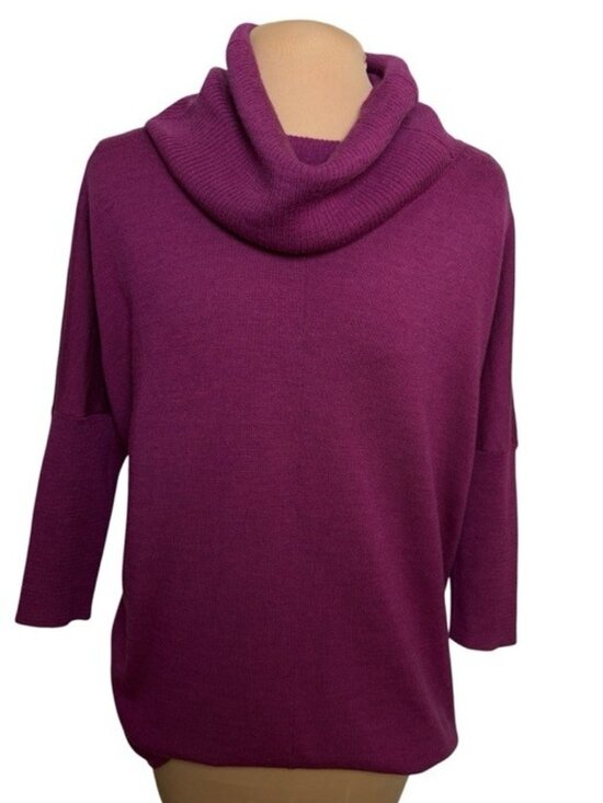 Eileen Fisher Sweaters - Eileen Fisher Italian Merino Wool Sweater Size S Plum Cowl Neck Tunic Knit